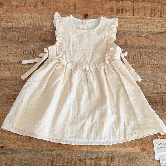 Cream Ruffle Kids Dress - Picture 1 of 4
